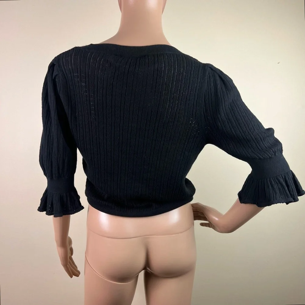 PAIGE BLACK POINTELLE KNIT TOP - Picture 5 of 5